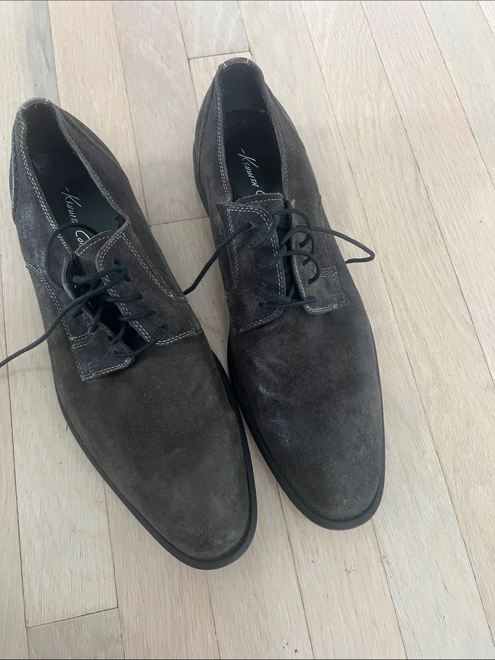 Kenneth Cole Dark Brown Suede Derby Lace-Up Shoes